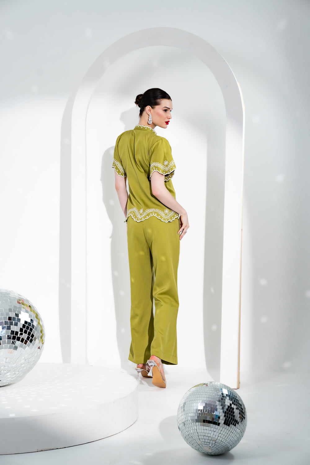 Lemon Green Embriodered Co-ord Set