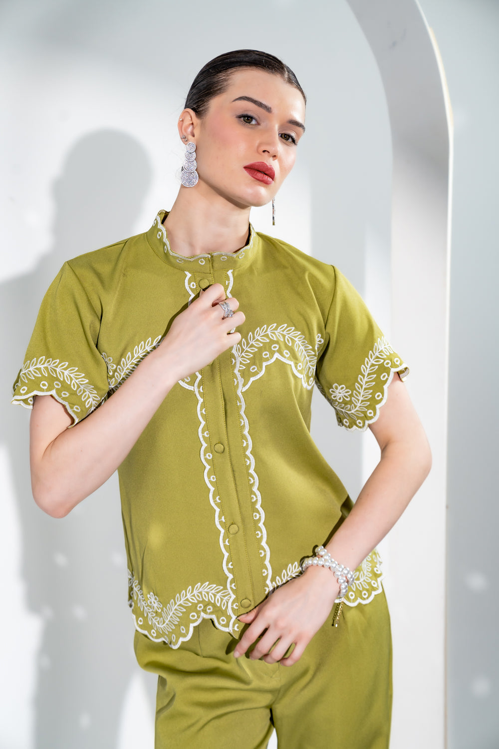 Lemon Green Embriodered Co-ord Set