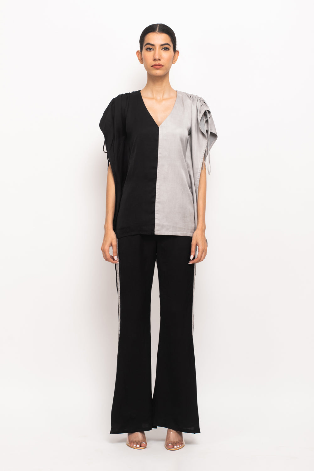 Black-Grey Kaftan Top Set