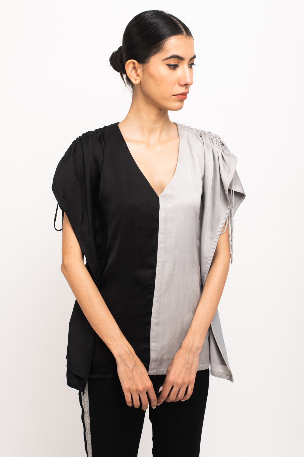 Black-Grey Kaftan Top Set