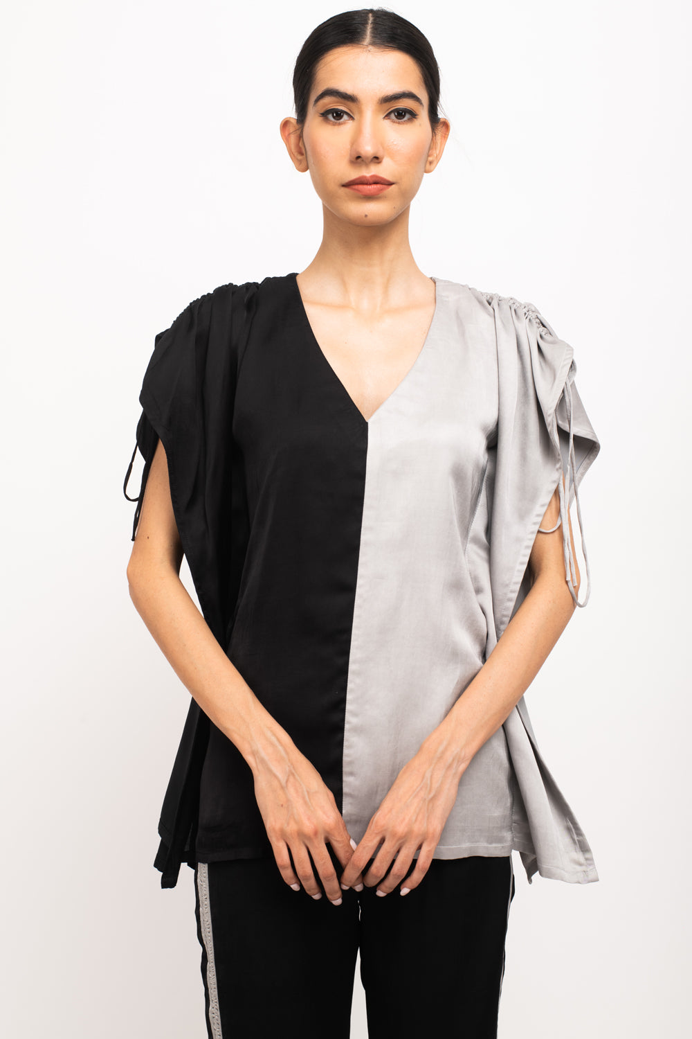 Black-Grey Kaftan Top Set