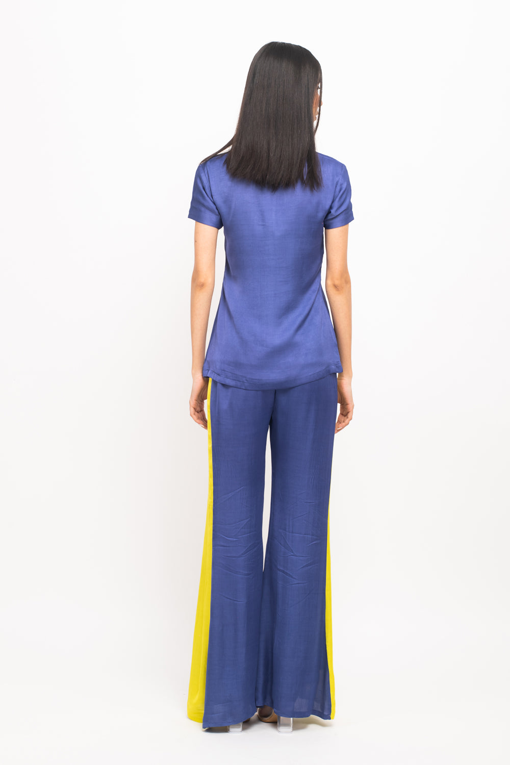 Blue-Neon Panelled Pant Set