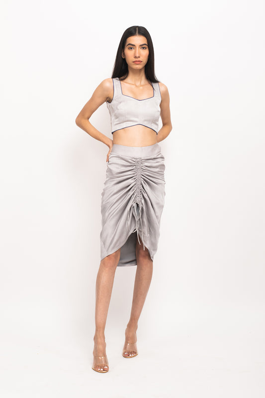 Grey-Blue Bustier Skirt Set