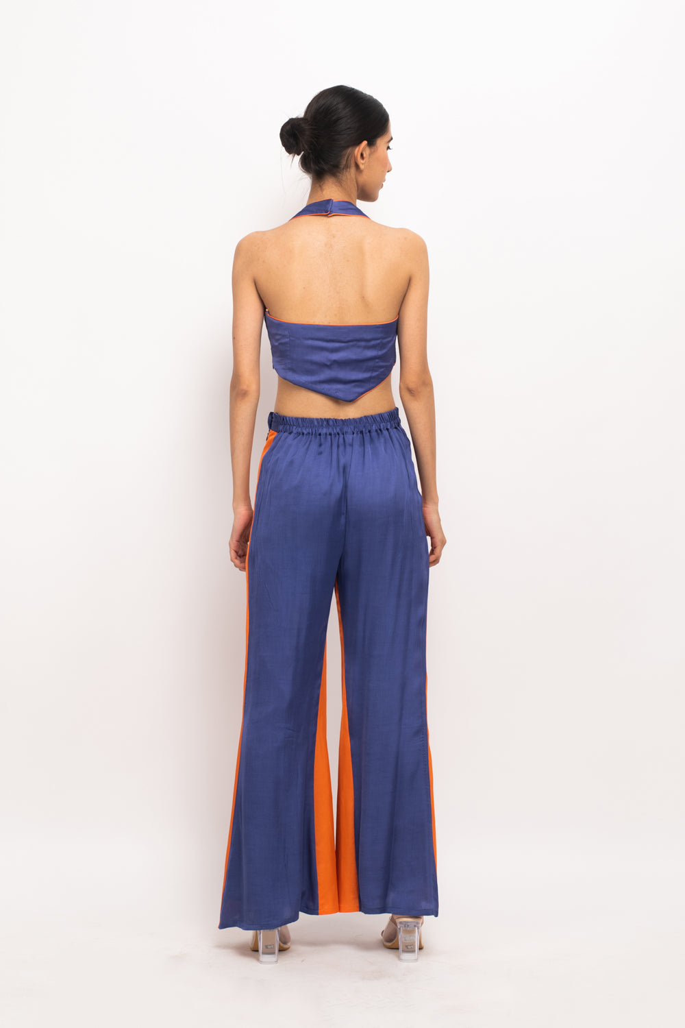 Blue-Orange Halter Neck Set