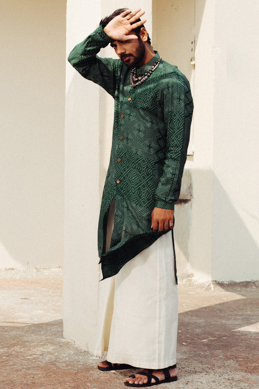 Silk Kurta With Abstract Embroidery