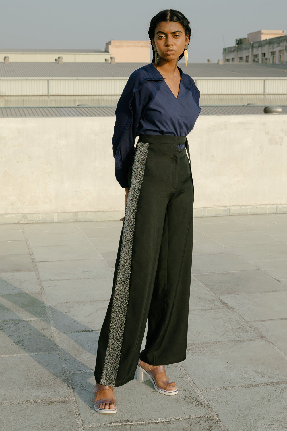 Double Waist Charcoal Trousers