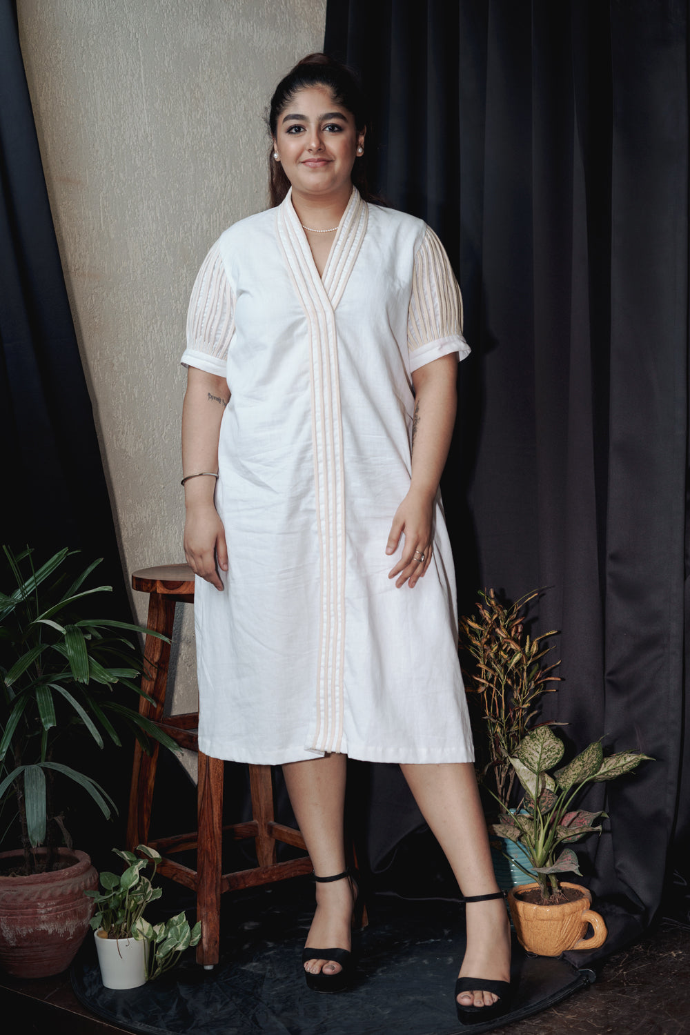 White Khadi Cotton Dress