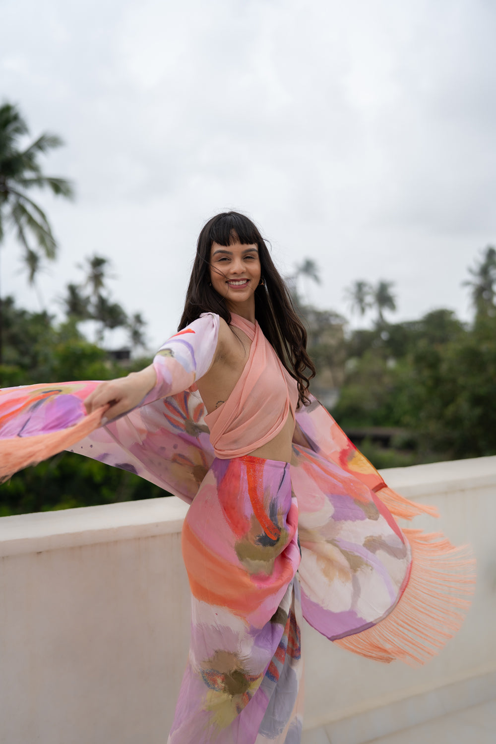Marshmallow Sorbet In Bali Draped Skirt Resort Set