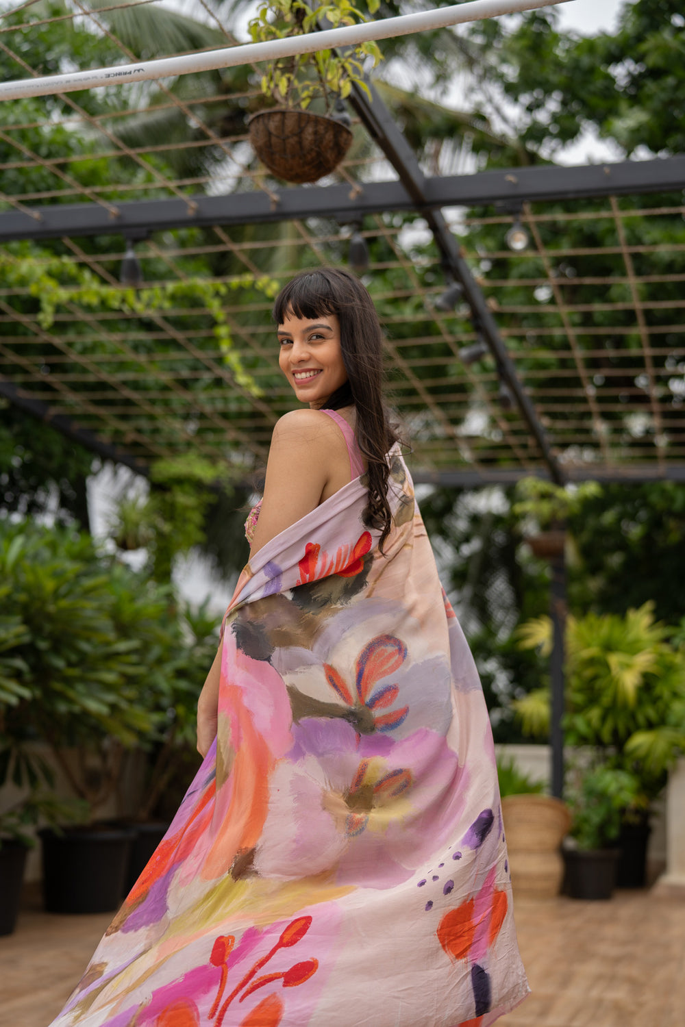 Marshmallow Sorbet In Bali Draped Skirt Indowestern Set