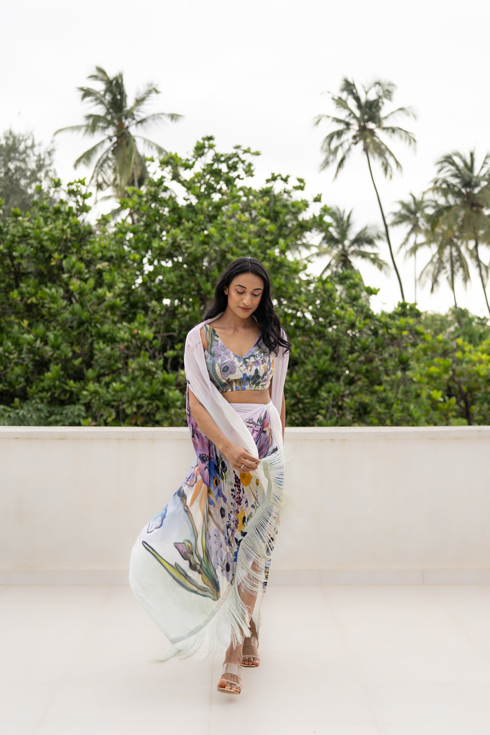 The Bali Offering Draped Skirt Indowestern Set