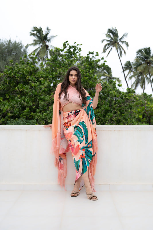 Cosmos By The Beach Draped Skirt Resort Set