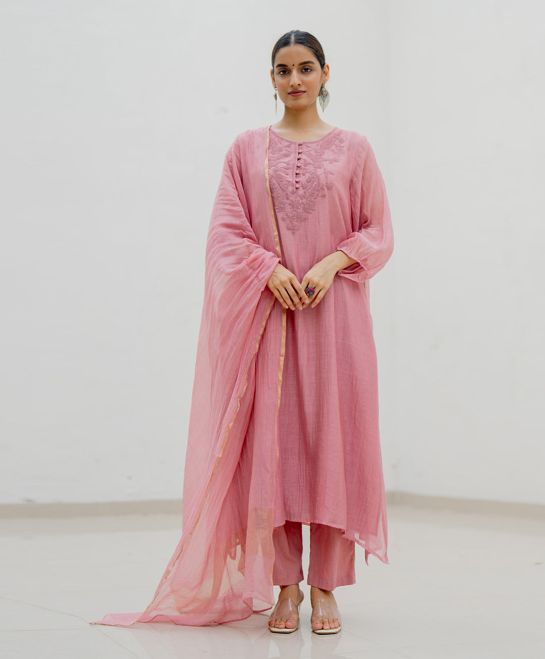 Chanderi Dori Embroidery Kurta Set