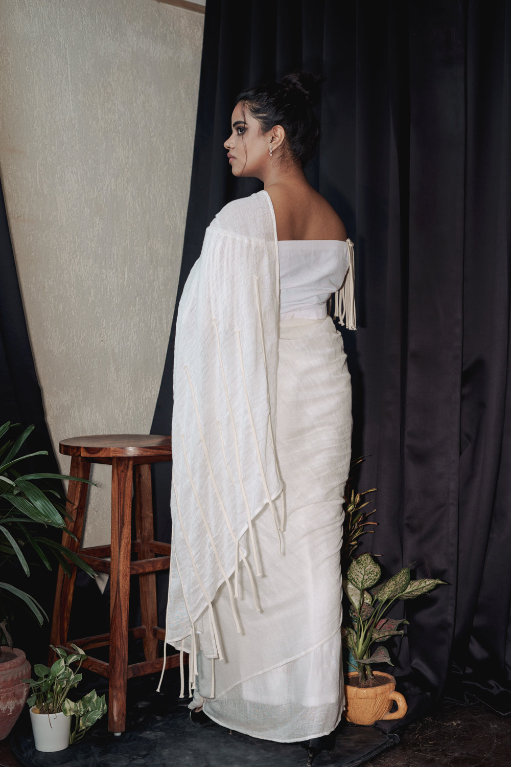 White Khadi Cotton Saree