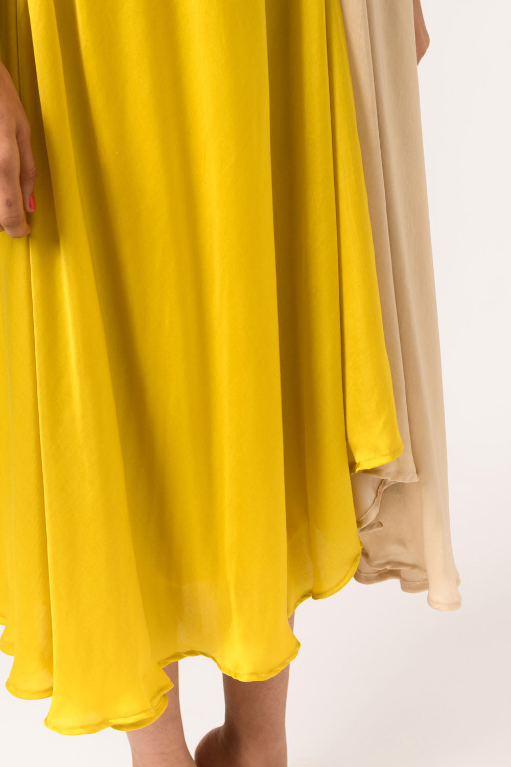 Yellow-Ecru Drape Dress