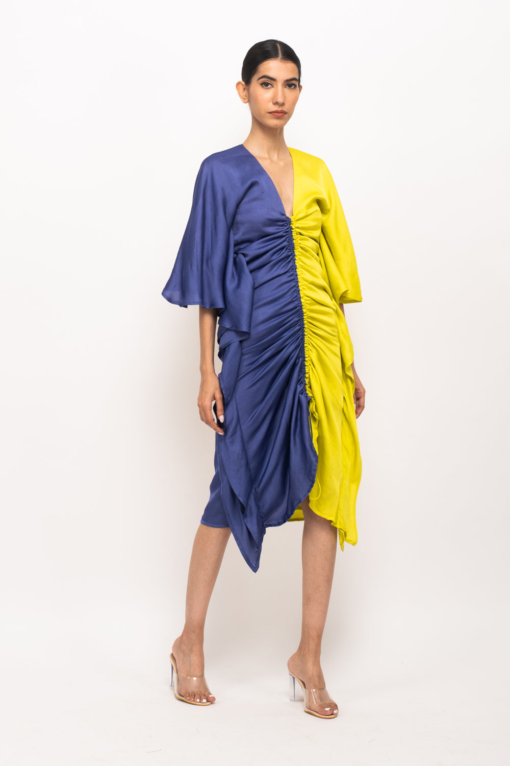 Blue-Neon Rouched Dress