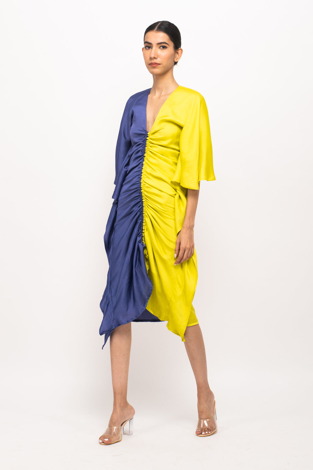 Blue-Neon Rouched Dress