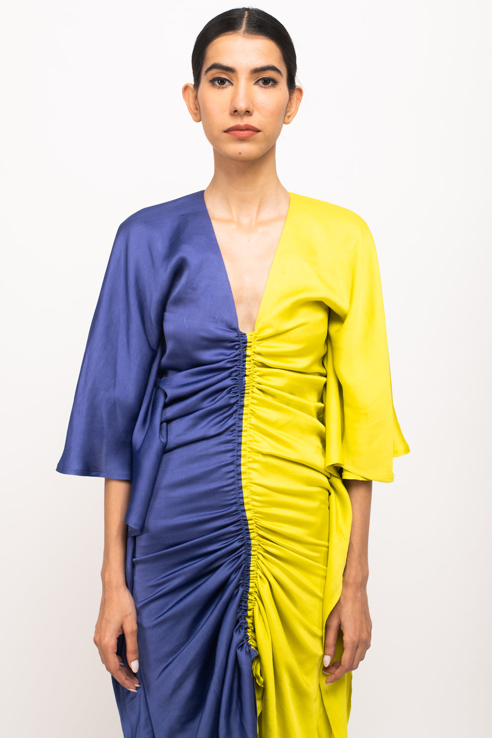 Blue-Neon Rouched Dress