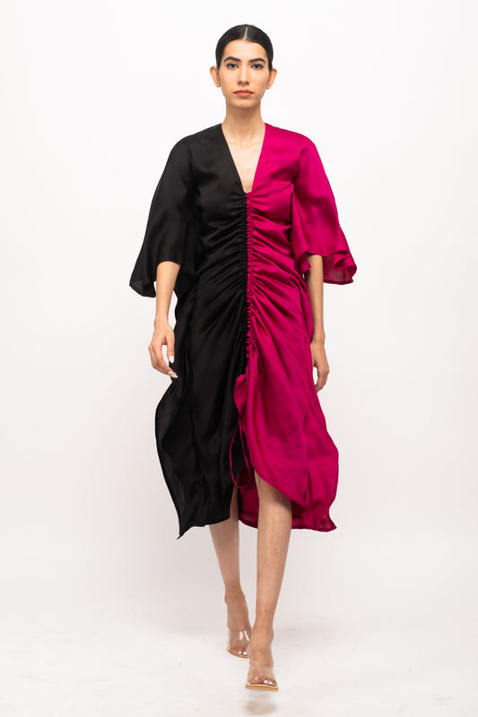 Black-Wine Rouched Dress