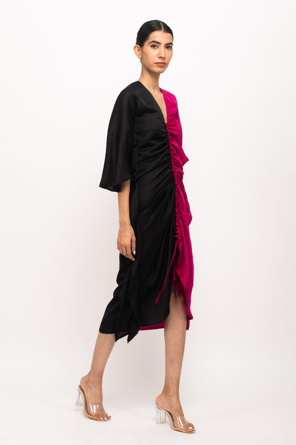 Black-Wine Rouched Dress