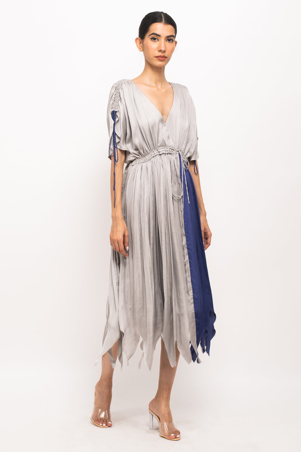 Grey-Blue  Asymmetrical Dress