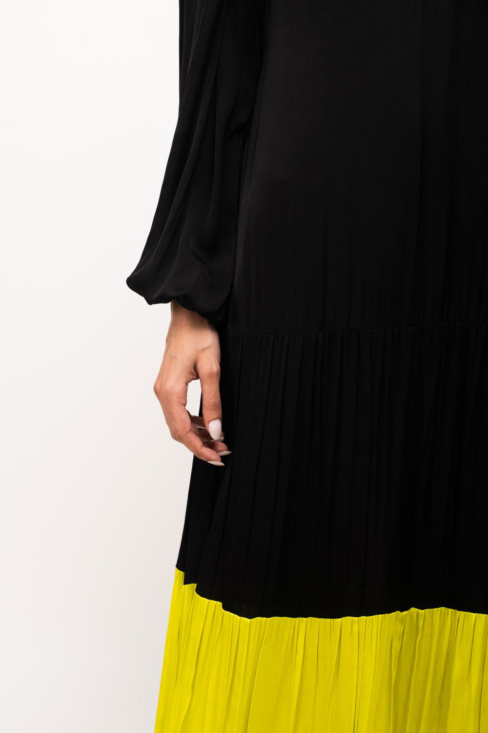 Black-Neon Gather Maxi Dress