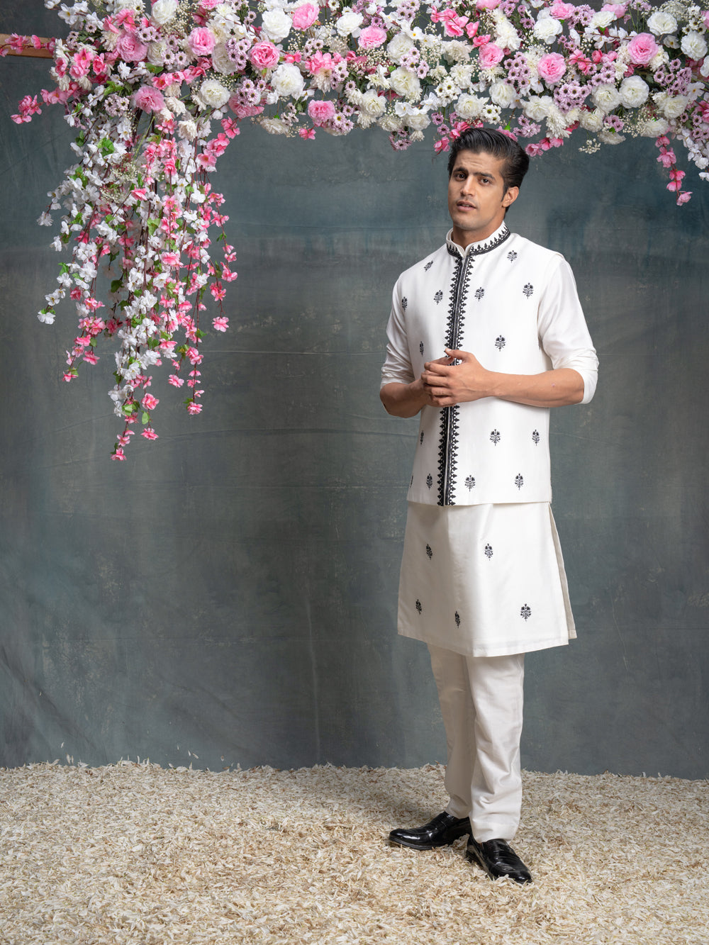 All Over Embroidery Nehru Jacket Set
