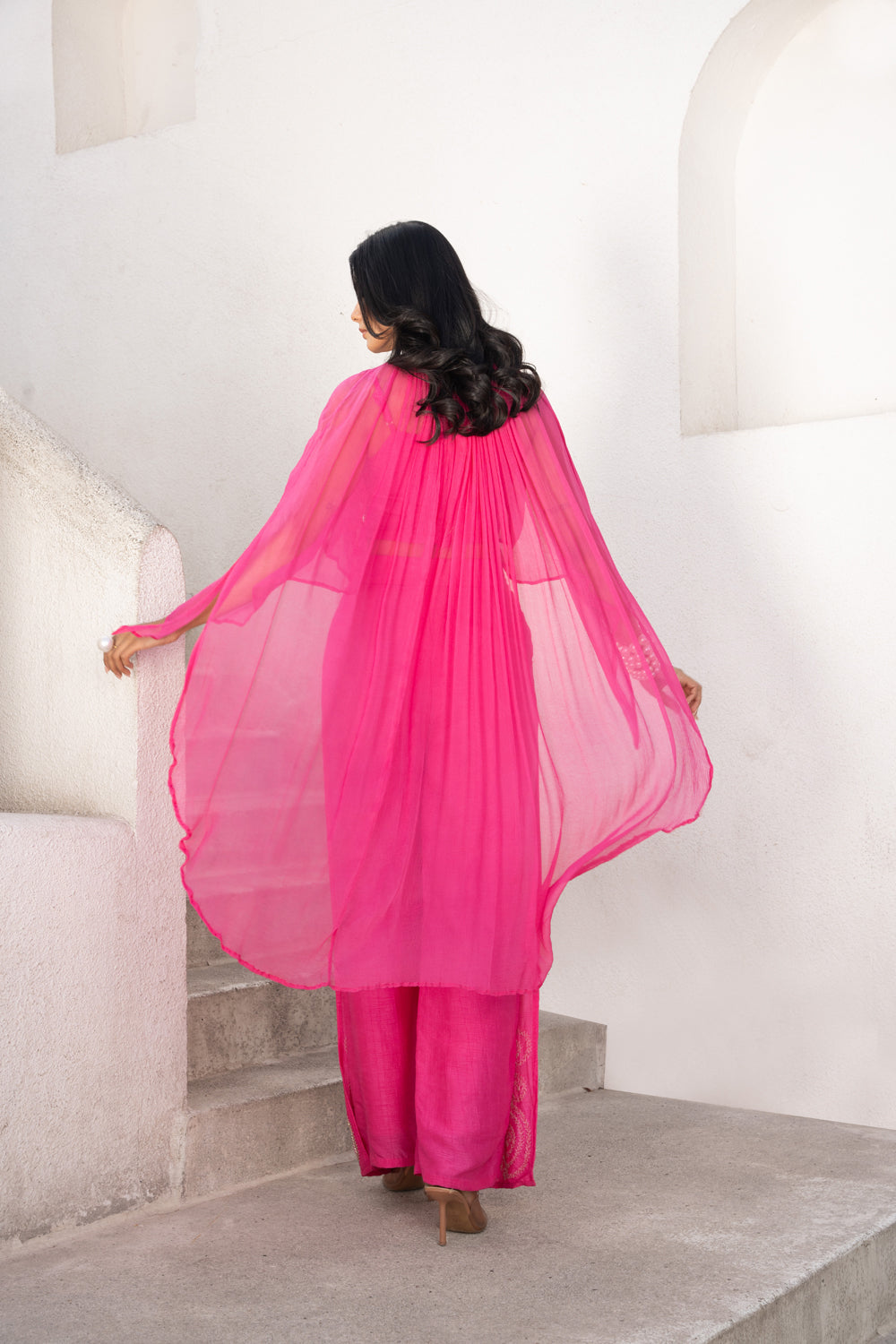 Bandee Cape With Flutter Pant Set