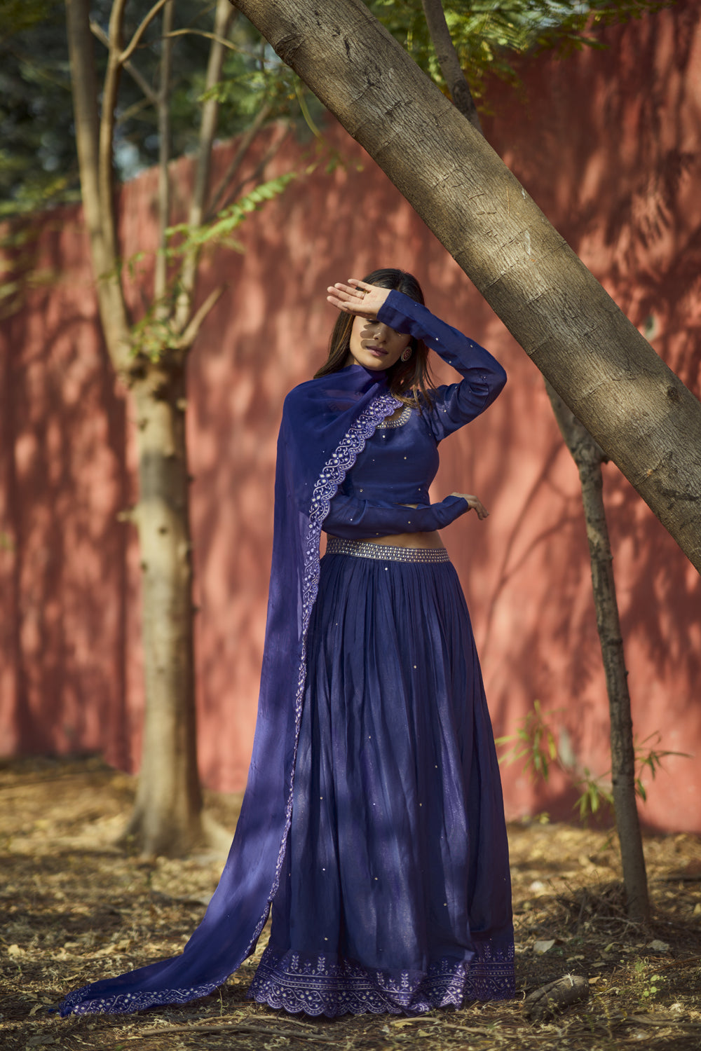 Purple Embroidered Lehenga Set