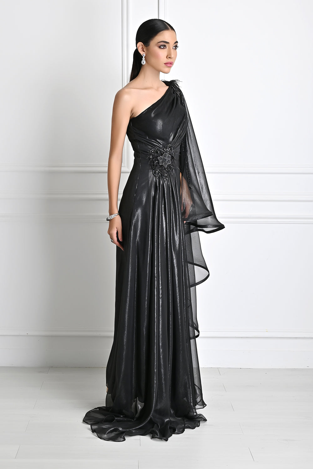 Draped Metallic Gown