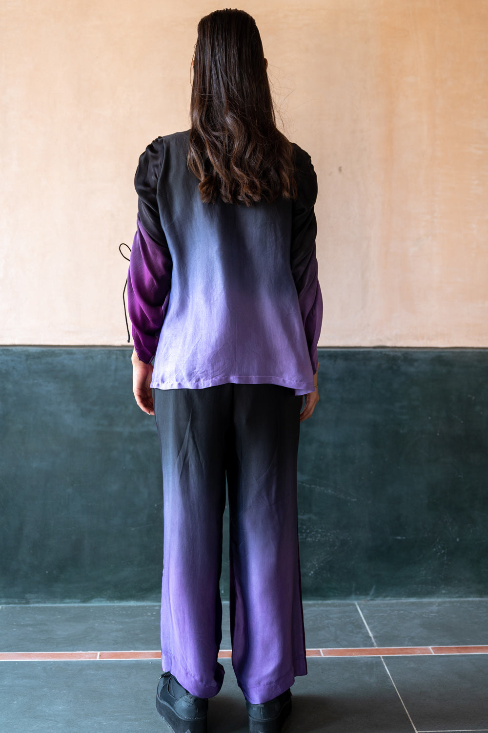 Ombre Gathered Shirt and Pant Set