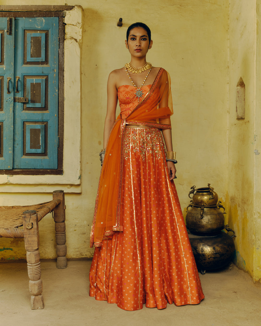 Bandhej Phool Print Lehenga Set