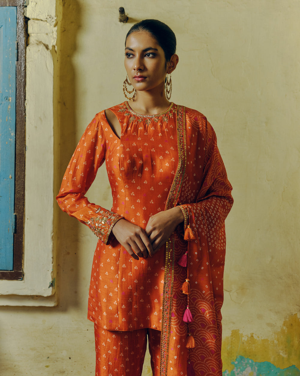 Bandhej Gullista Print Kurta Sharara Set