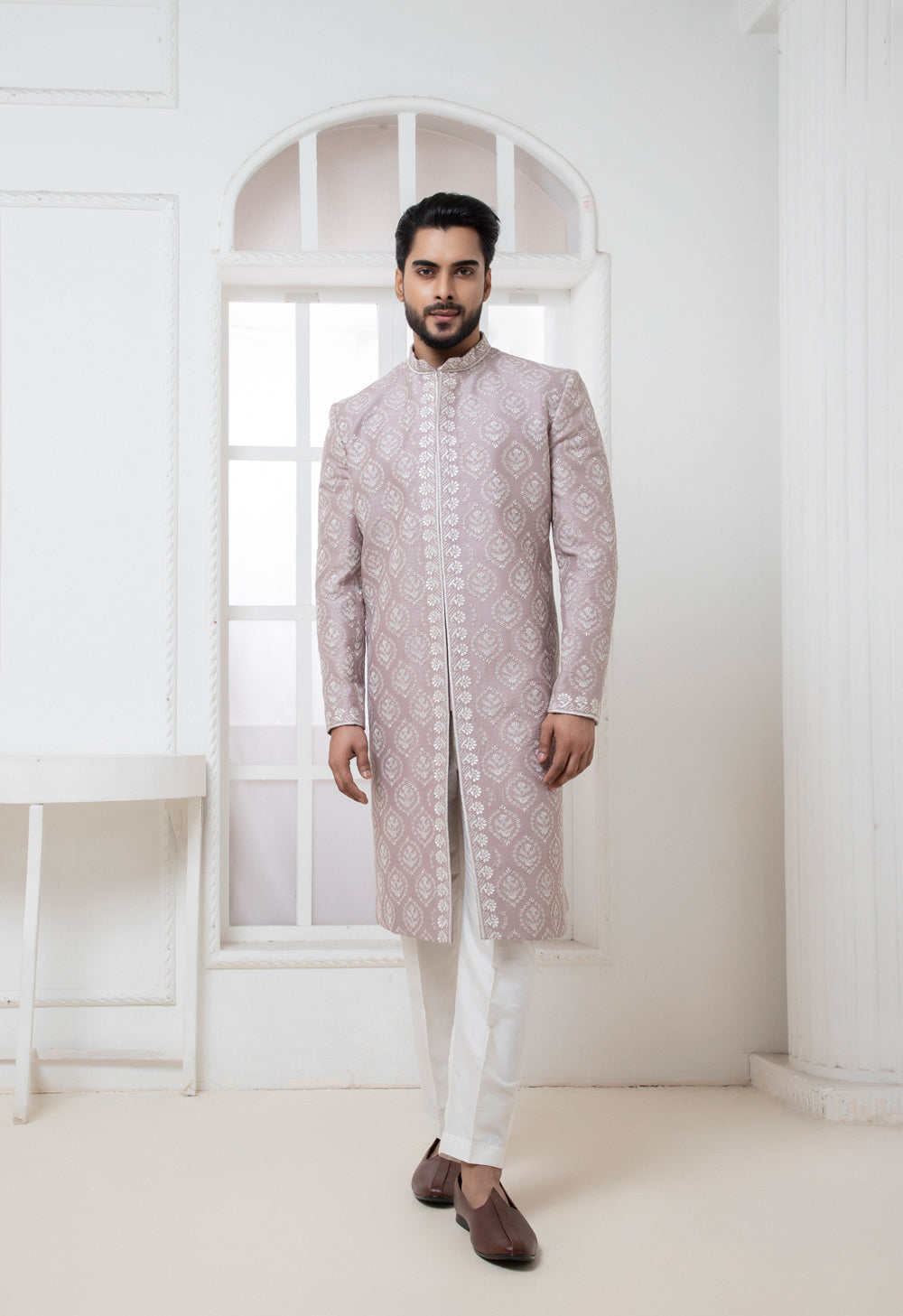 Mauve Embroidered Sherwani