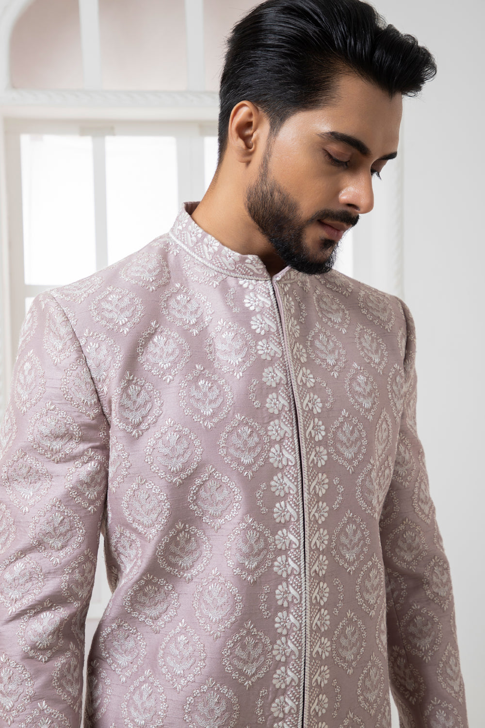 Mauve Embroidered Sherwani