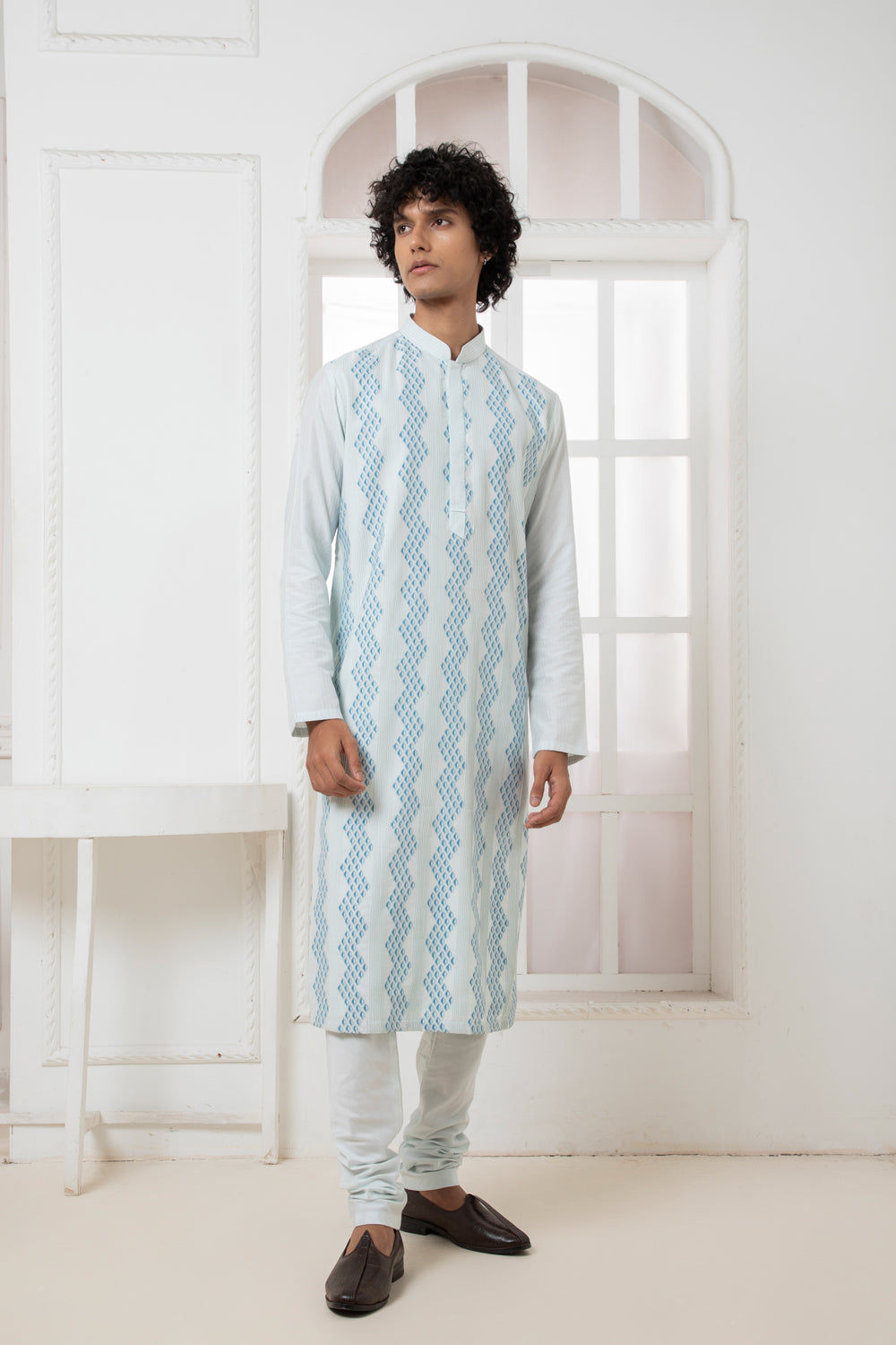 Light Blue Pintuck Kurta Set