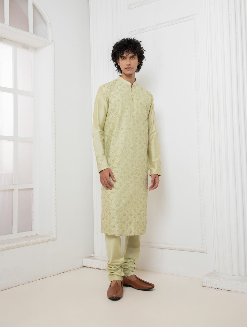 Green Embroidered Kurta Set