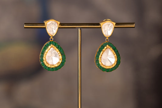Green Moissanite Diamond Drop Earrings