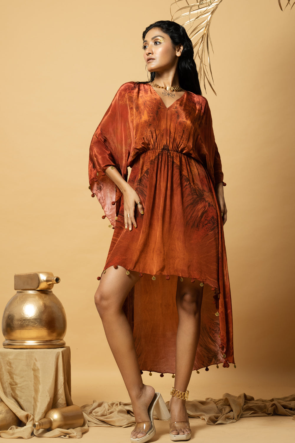 Orange Printed Kaftan