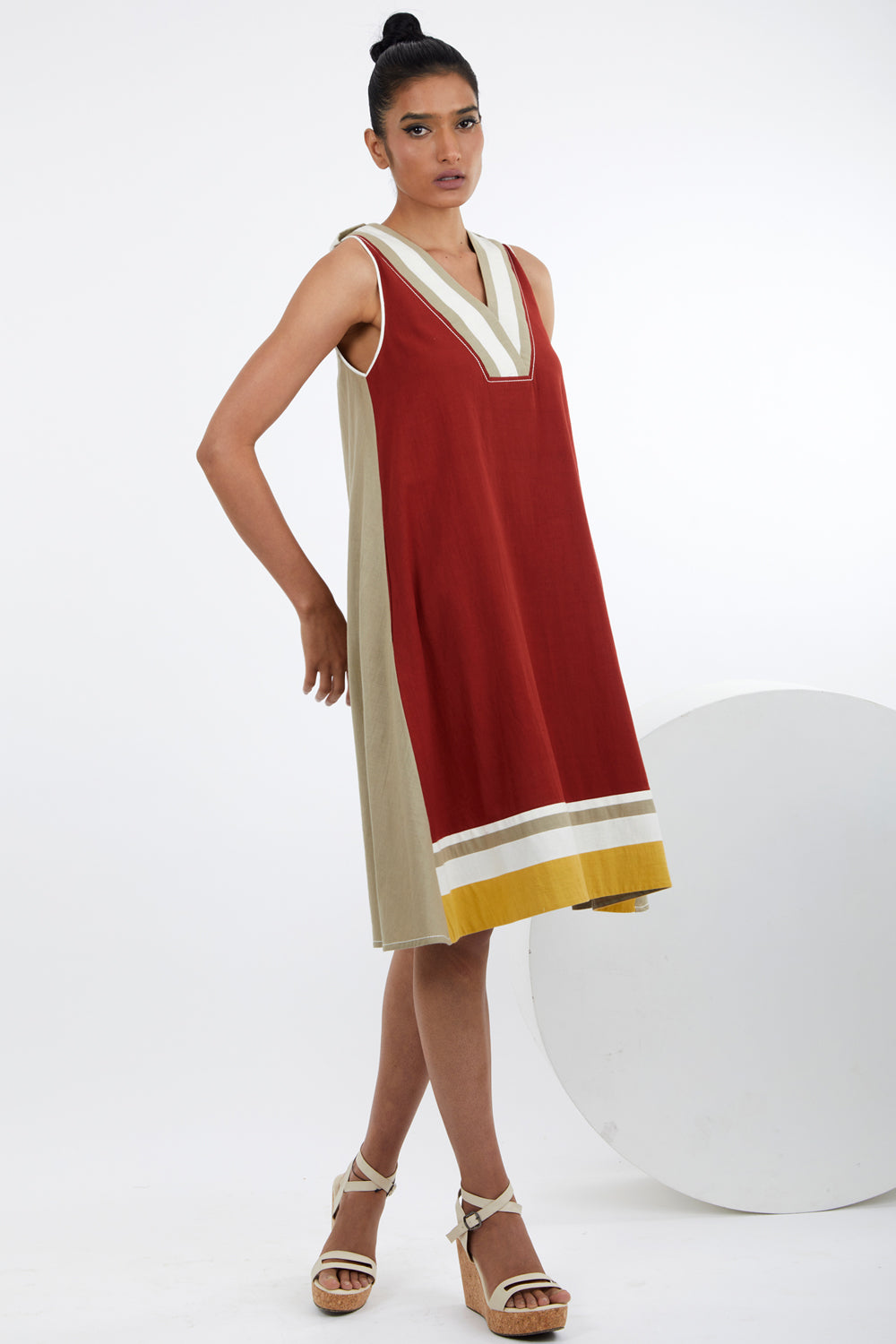 Shoulder Tab Sleeveless A-Line Dress