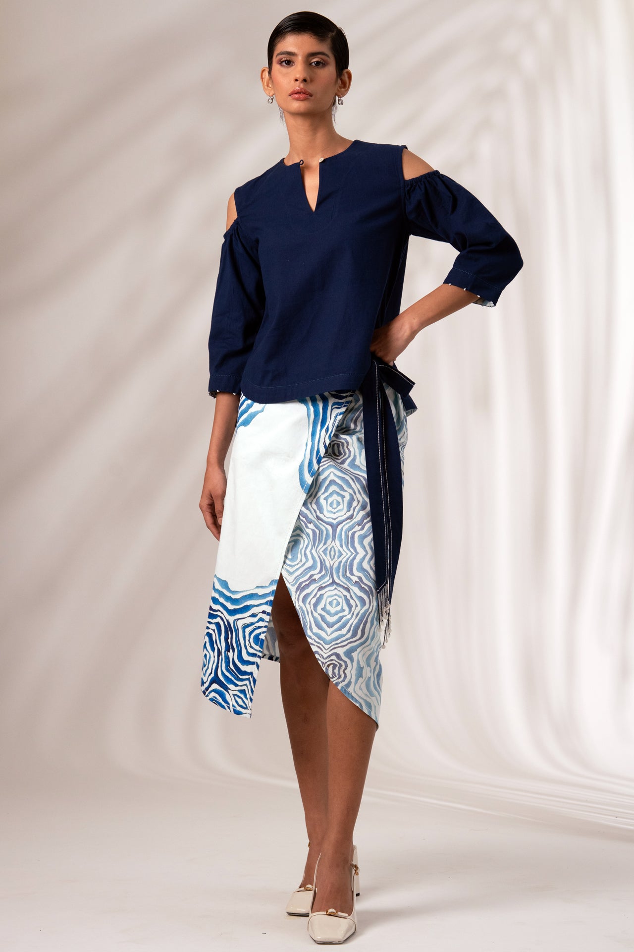 Wrap Skirt & Indigo Top