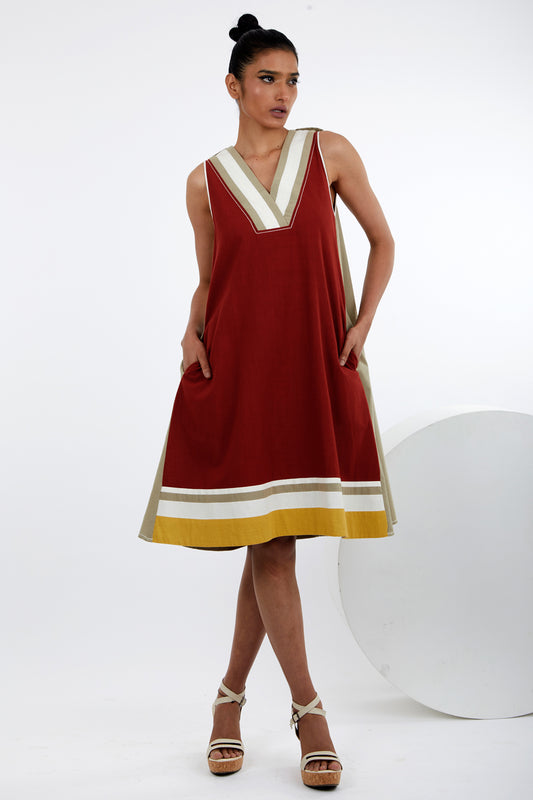Shoulder Tab Sleeveless A-Line Dress