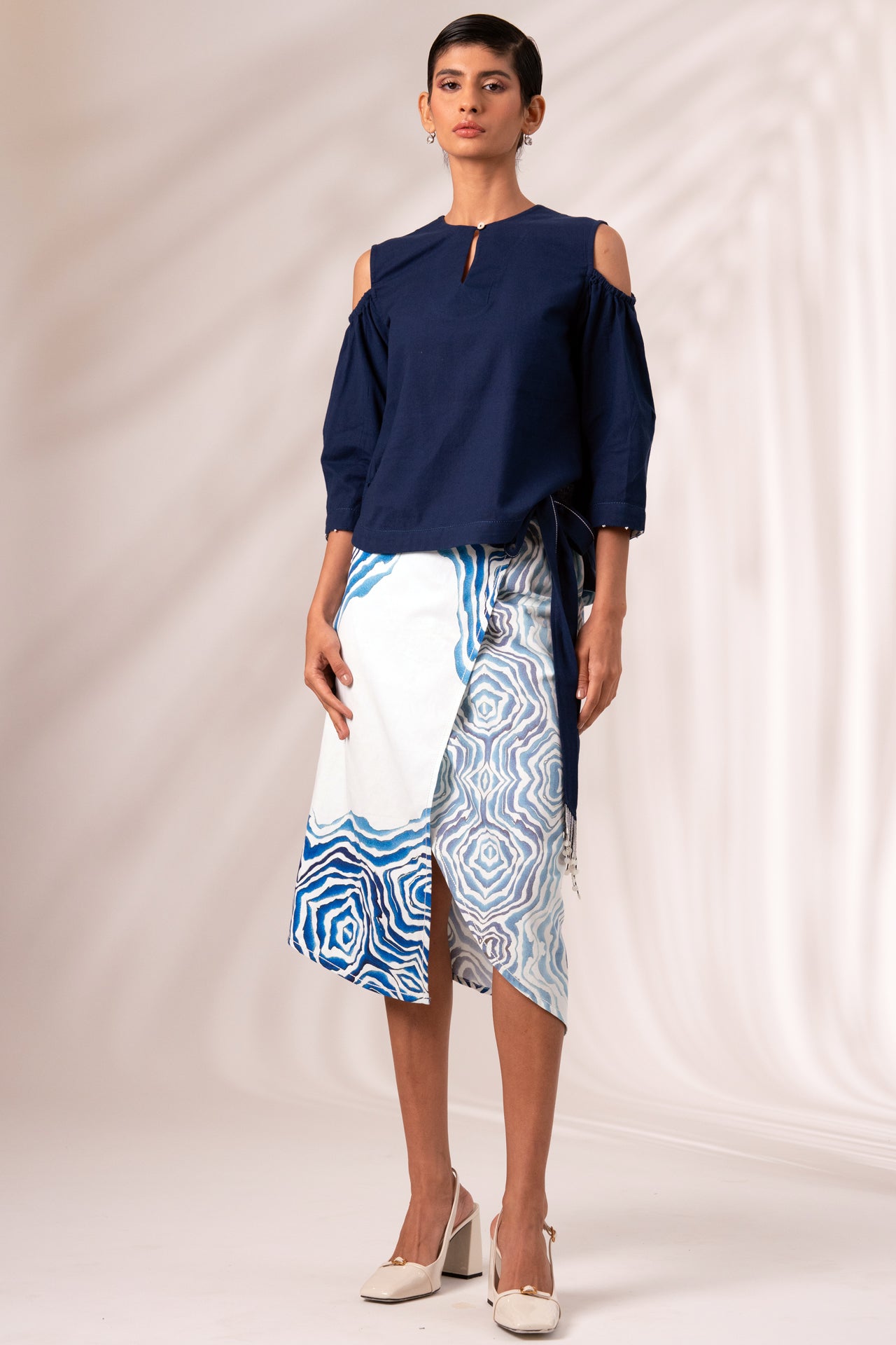 Wrap Skirt & Indigo Top