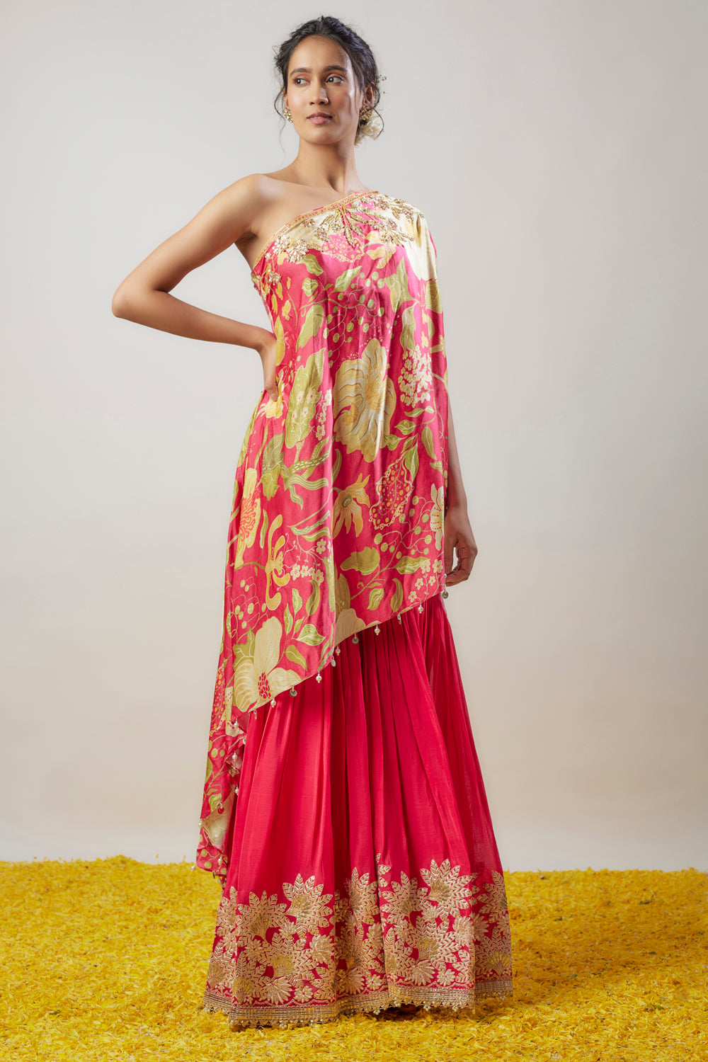 Pink Chiffon Sharara Set