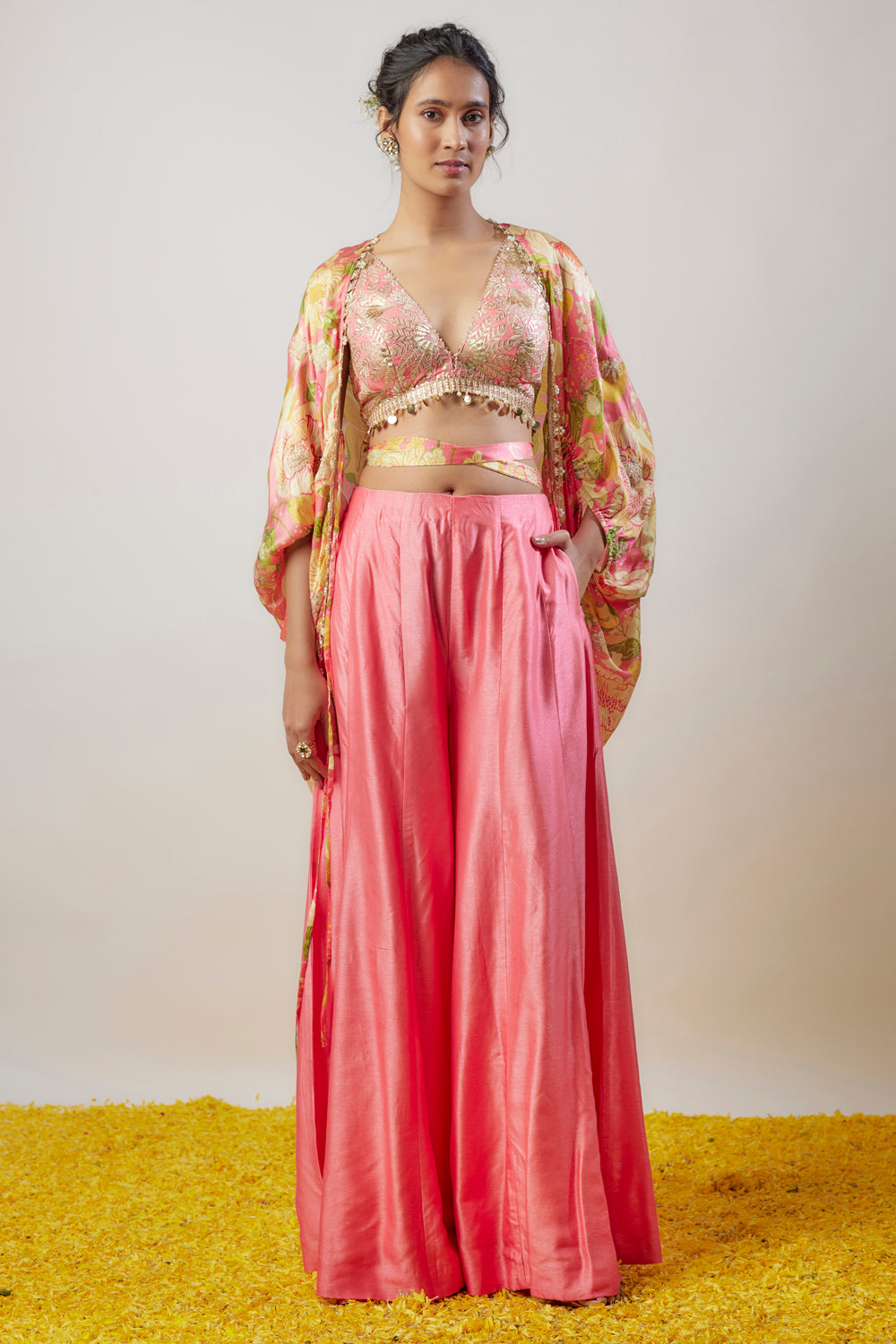 Pink Tussar Pant Set