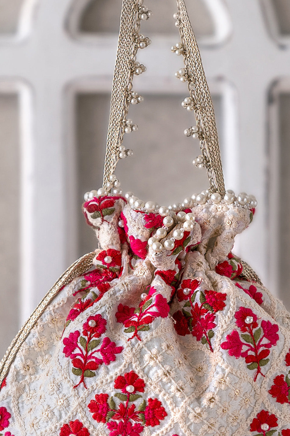 Gulab Embroidered Silk Potli Bag