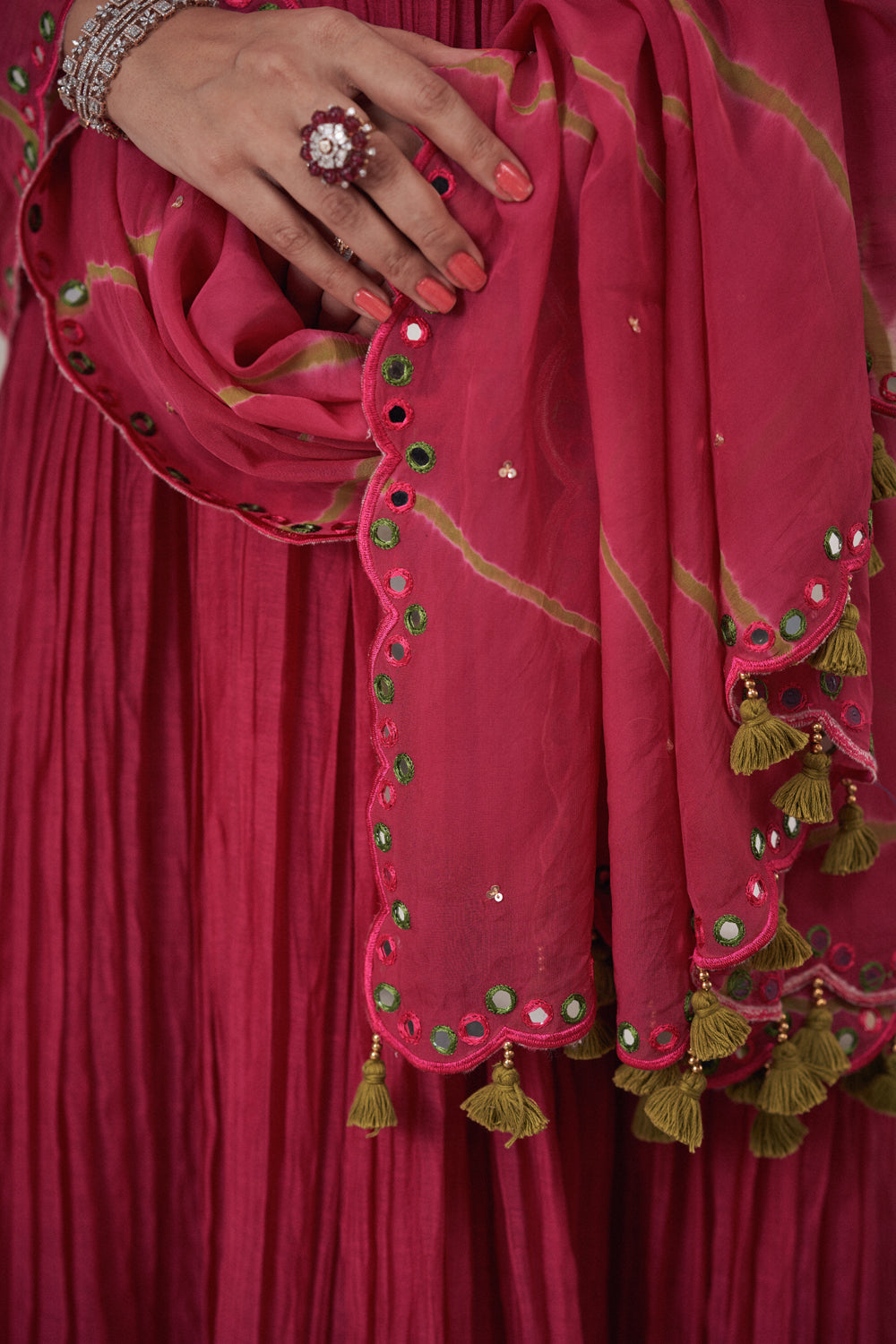 Mirror Embroidered Anarkali With Dupatta