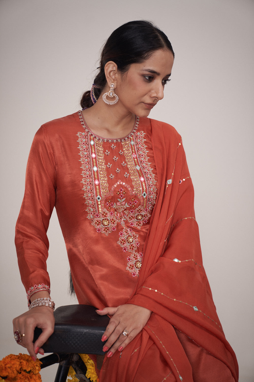 Hand Embroidered Kurta Sharara Set