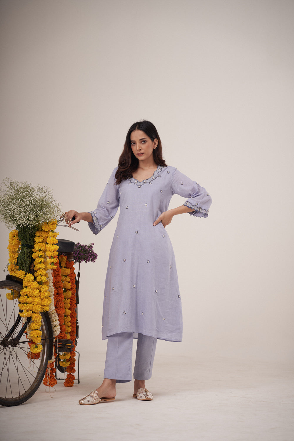 Pearl Sequin Embellished Kurta Set