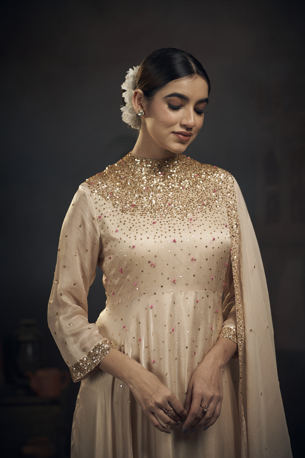 Scattered Sequin Embroidered Anarkali Set