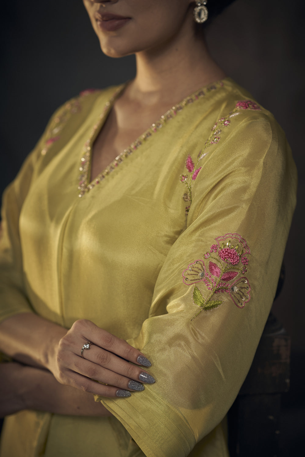 Floral Butta Embroidered Kurta Set